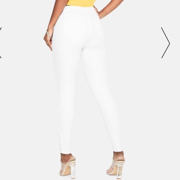 NWT $129 bebe | Lace-Up Detail | Skinny Jeans | w/Criss Cross Lacing in Blue - Picture 5 of 12